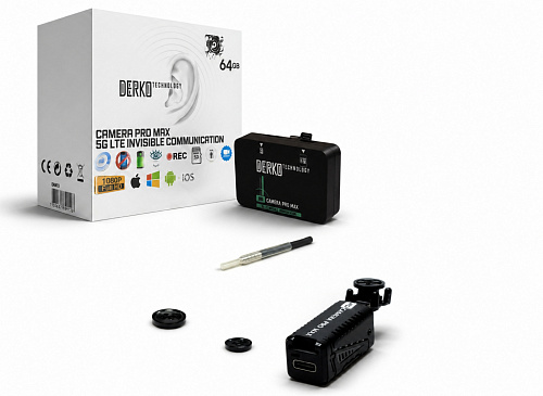 Передовая система 5G/LTE с микрокамерой 5MP Full HD 10x zoom и микронаушник магнит Cylinder 2 мм