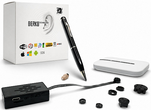 Wi-Fi микрокамера G100 2MP Full HD и 4G WiFi роутер LTE M8-E с мини-телефоном Ручкой и микронаушником Gold 10 мм