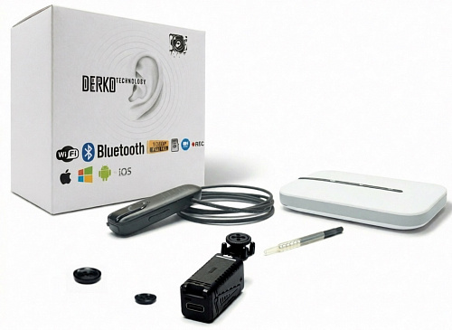 Wi-Fi микрокамера A350 5MP Full HD 10x zoom и 4G WiFi роутер LTE M8-E с Bluetooth-гарнитурой Profit BT02 и микронаушником магнит Sphere 2 мм