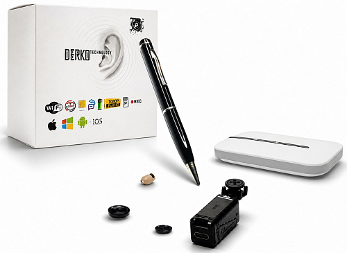 Wi-Fi микрокамера A350 5MP Full HD 10x zoom и 4G WiFi роутер LTE M8-E с мини-телефоном Ручкой и микронаушником Nano 6 мм